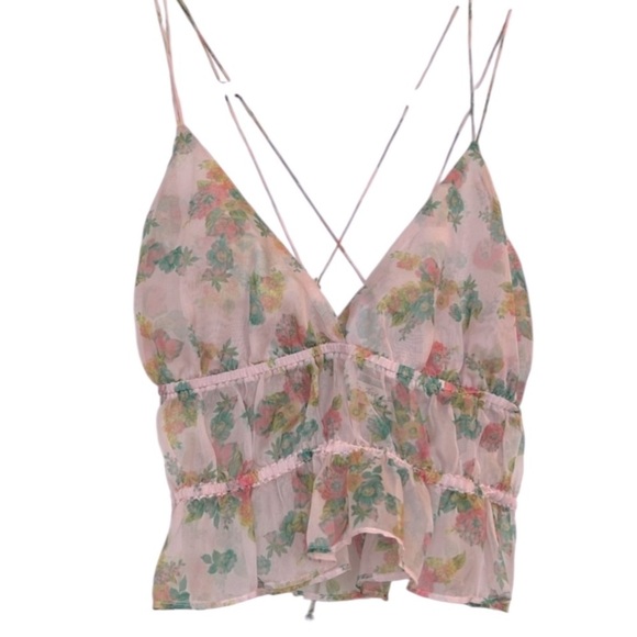 For Love & Lemons Skivvies Eden Sleep Tank Top Medium Garden Floral - Picture 6 of 8